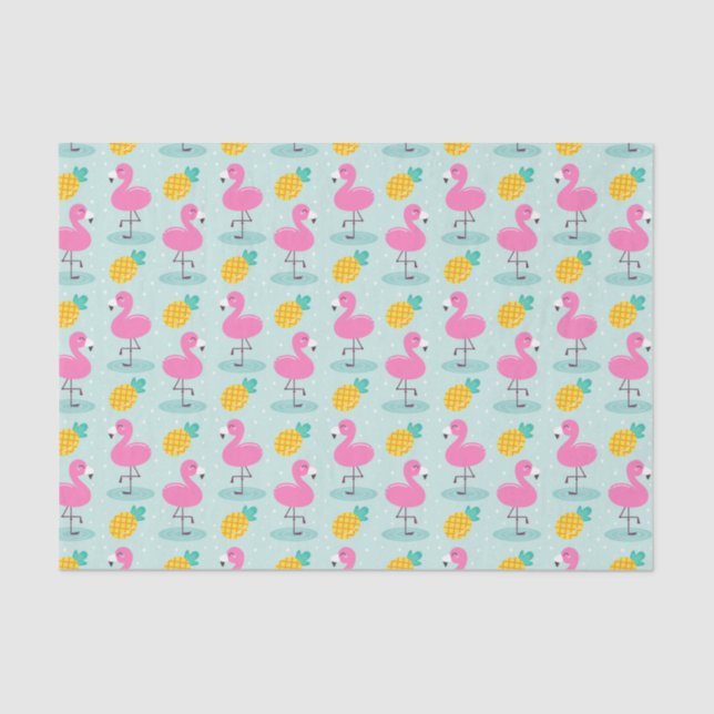 Seda Papel del tejido de piña flamingo (Anverso)
