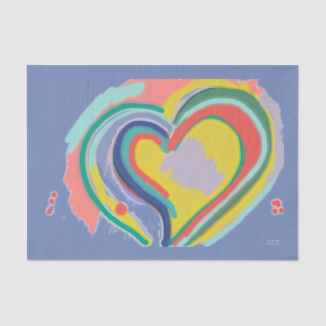 Seda Papel del tejido del corazón de RAINBOW personaliz (Anverso)