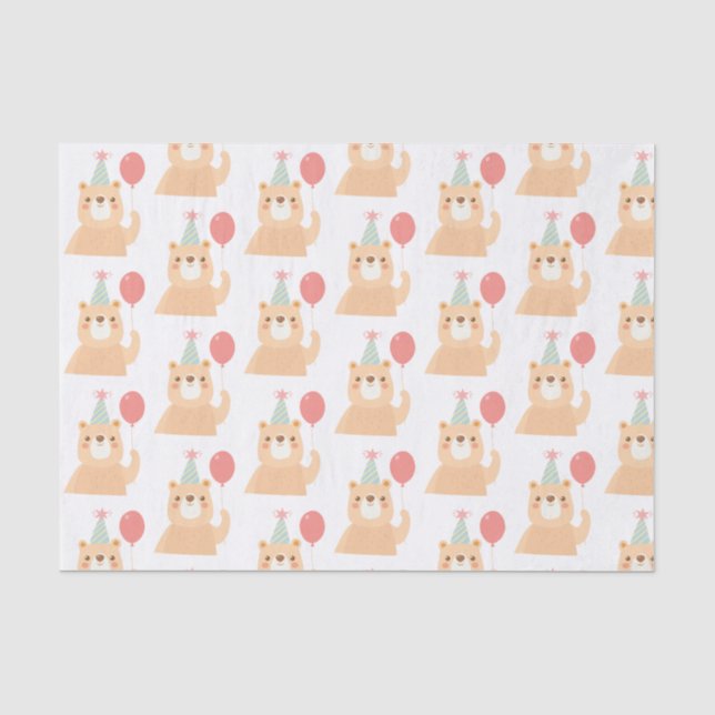 Seda Papel del tejido del oso de cumpleaños (Anverso)
