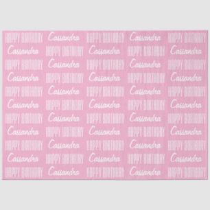 Seda Papel del tejido rosado con nombre de cumpleaños f