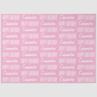 Seda Papel del tejido rosado con nombre de cumpleaños f