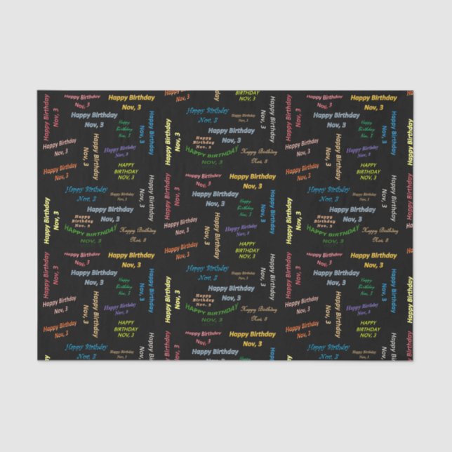 Seda Papel del tema de cumpleaños 3 de noviembre (Anverso)