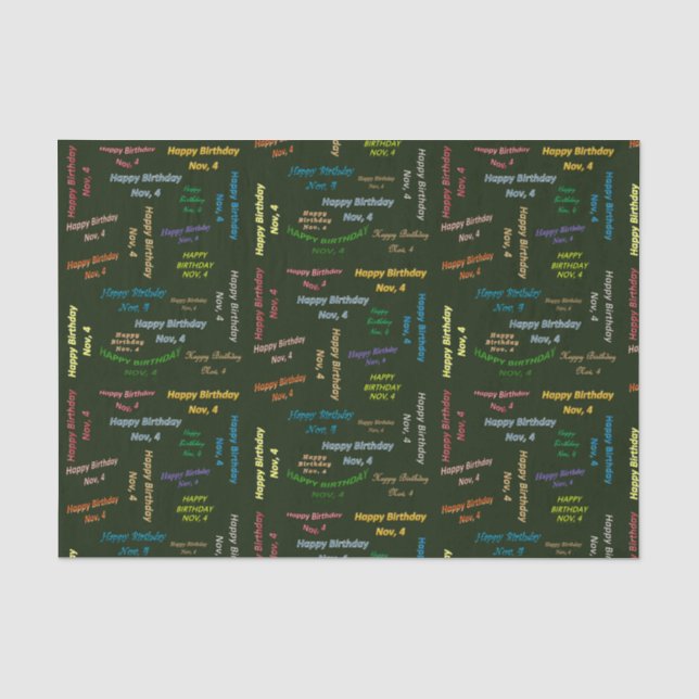 Seda Papel del tema de cumpleaños 4 de noviembre (Anverso)