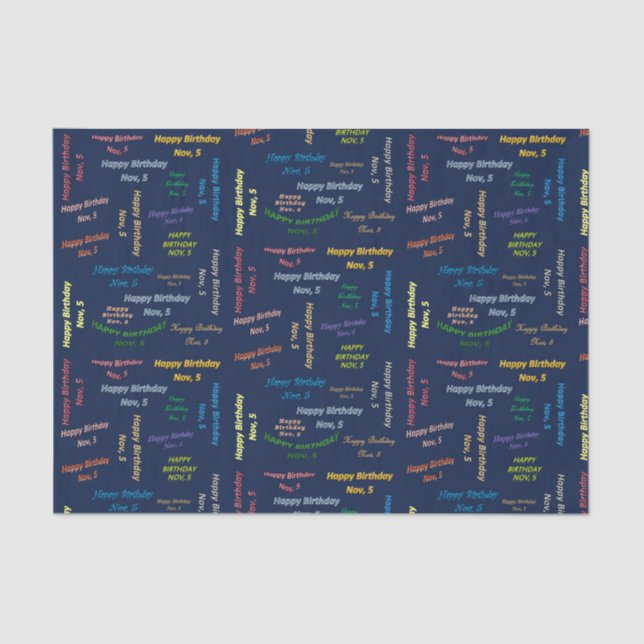 Seda Papel del tema de cumpleaños 5 de noviembre (Anverso)