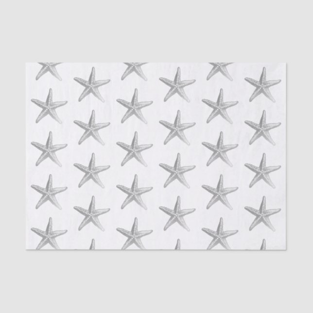 Seda Papel del tema de la playa de Plata Starfish (Anverso)