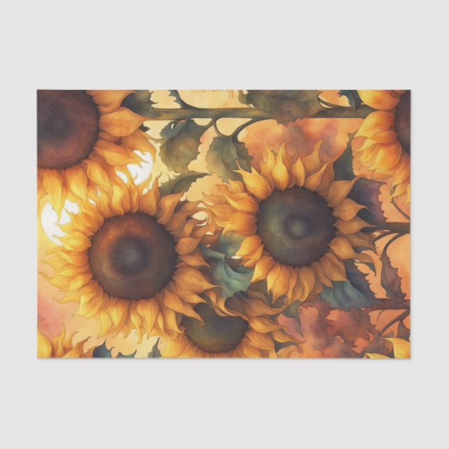 Seda Papel desenvuelto de girasoles góticos pintados (Anverso)