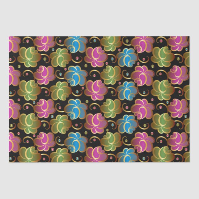 Seda Papel elegante de tejido rosa floral (Anverso)