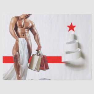 Seda Papel espiral blanco de compras de Navidad de Slip
