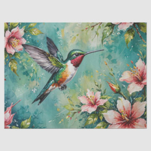 Seda Papel Floral de Colibrí 