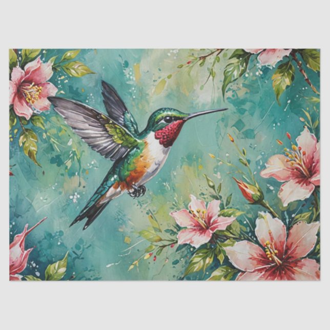 Seda Papel Floral de Colibrí  (Anverso)