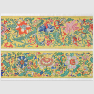 Seda Papel floral de fondo amarillo