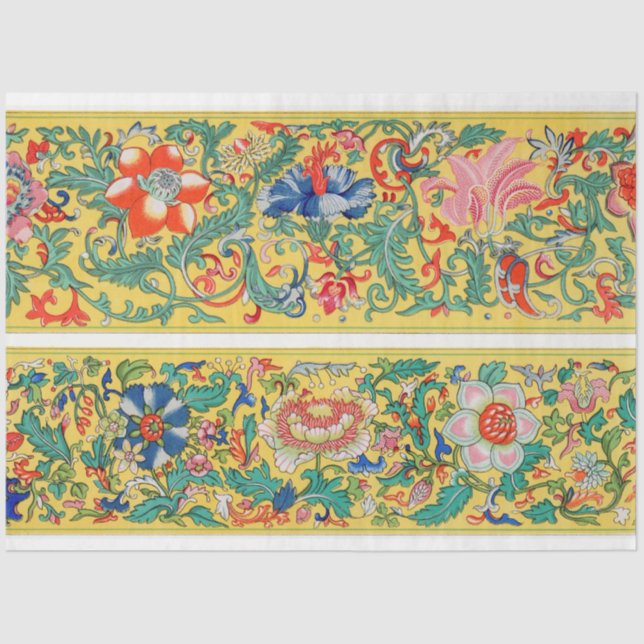 Seda Papel floral de fondo amarillo (Anverso)