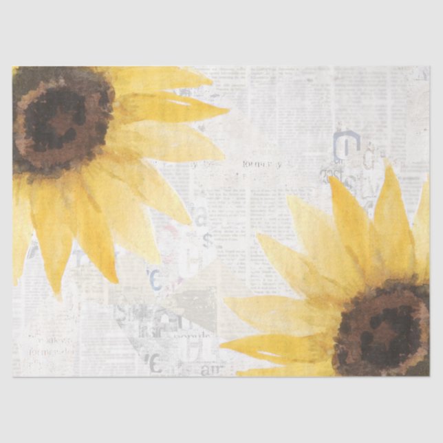 Seda Papel floral rústico de girasol (Anverso)