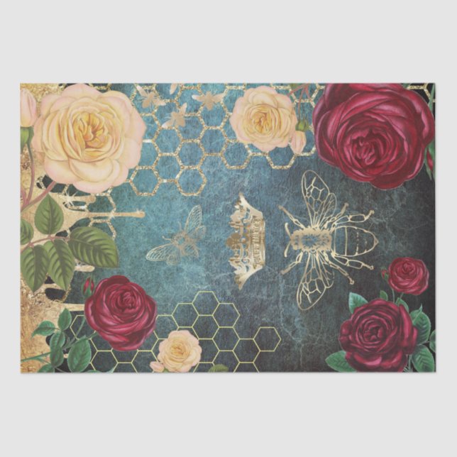 Seda papel higiénico de abejas y rosas (Anverso)