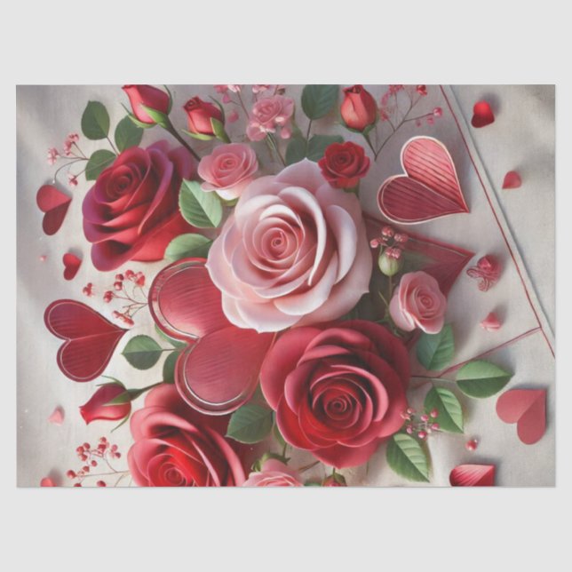Seda Papel Higiénico de Rosas y Corazones para el Día d (Anverso)