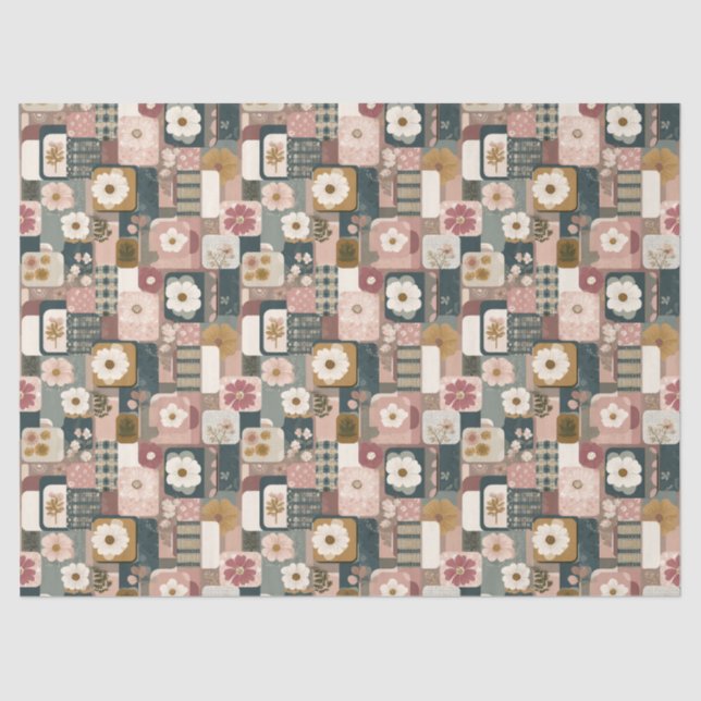 Seda Papel higiénico del patrón de patchwork floral (Anverso)