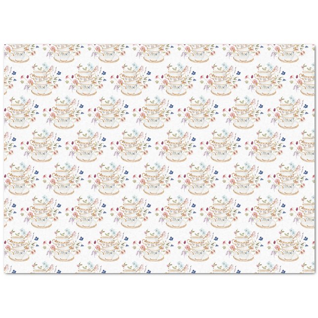 Seda Papel Higiénico Taza de Té (Wildflower White Tea Cup Party Tissue Paper by Painted Paperie
)