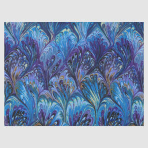 SEDA PAPEL MARBLADO, PATRÓN ABSTRACTO DE PIEL AZUL, PIC