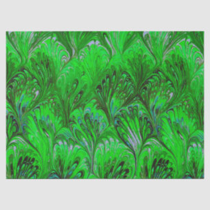 SEDA PAPEL MARBLADO, PATRÓN DE PACO VERDE ABSTRACTO
