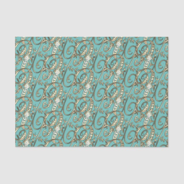 Seda Papel para el tapete U del monograma de oro de ori (Anverso)