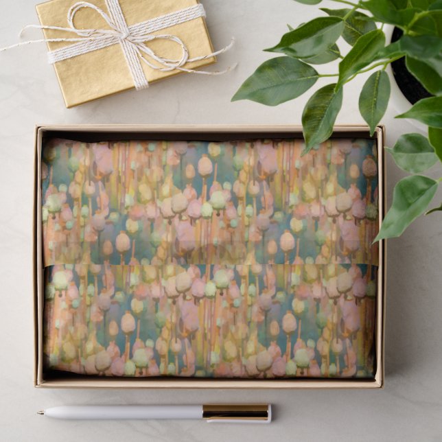 Seda Papel pintado de cápsulas de amapola (Regalo )