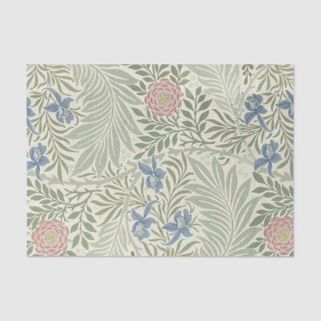 Seda Papel pintado floral Larkspur de William Morris (Anverso)