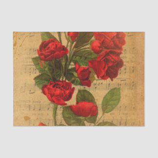 Seda Papel pintado subió acuarela de la hoja de música