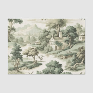 Seda Papel pintado verde de granja francesa con patrón 