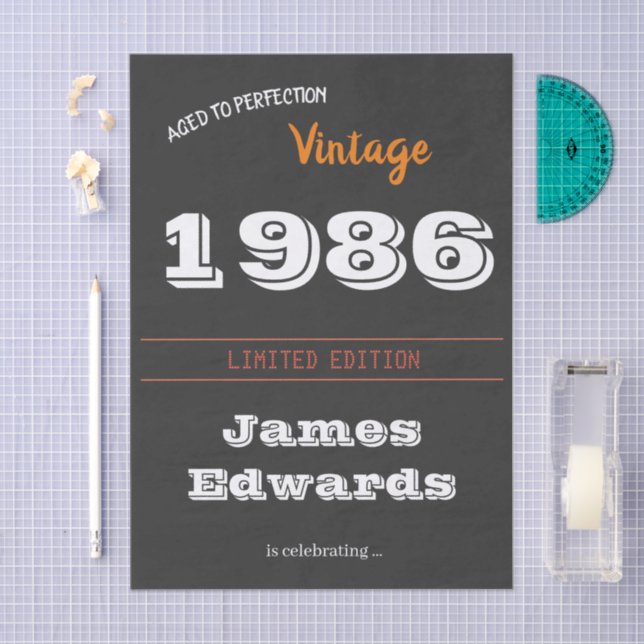 Seda Papel retro vintage de 1986 - 40º cumpleaños (Artesanía)