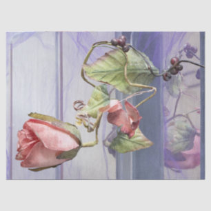 Seda Papel rosa rosado y hoja de flores púrpura