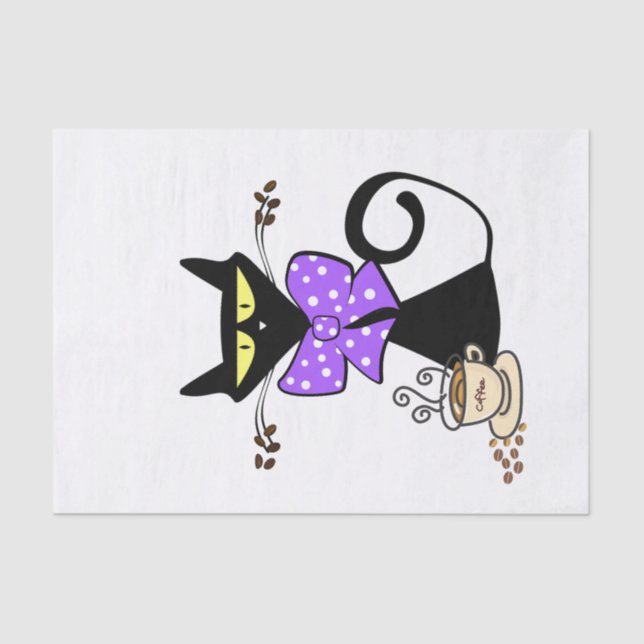 Seda Papel tapete Café de vaca de gato negro (Anverso)