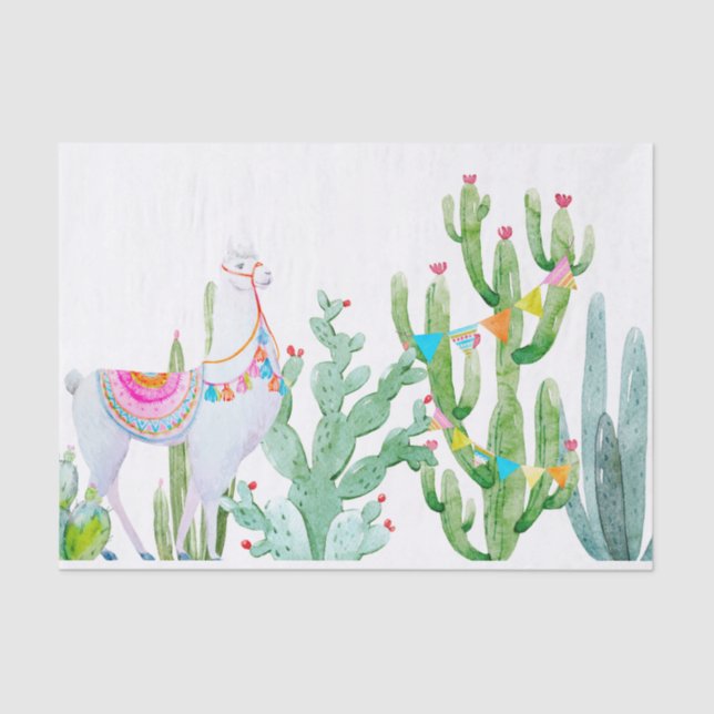 Seda Papel tapizado Boho Llama Cacti Bohemio De (Anverso)