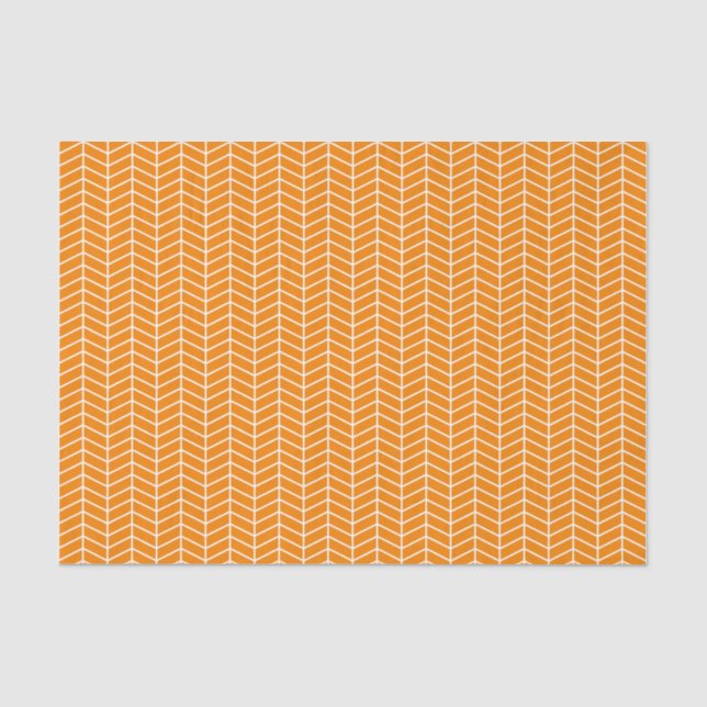 Seda Papel tapón de Chevron - Blanco sobre el Naranja (Anverso)