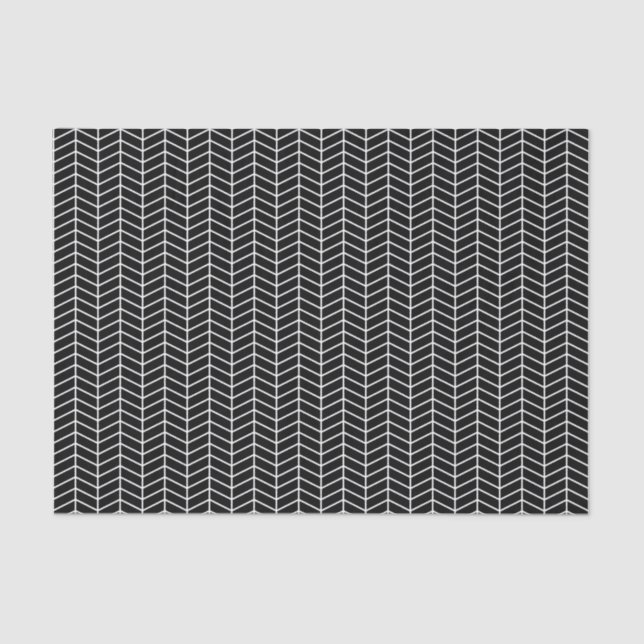 Seda Papel tapón de Chevron - Blanco sobre negro (Anverso)