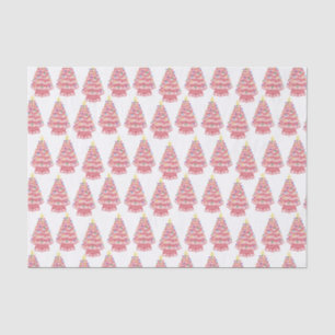 Seda Papel Tejido de árboles de navidad de cerámica ros