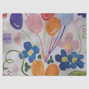 Seda Papel Tejido de flores y globos