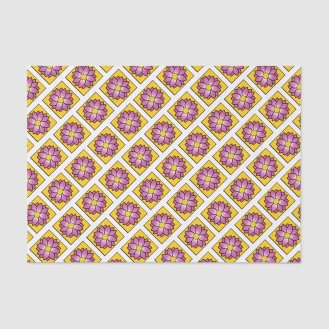Seda Papel Tejido De Vidrio Manchado De Flores Rosa (Anverso)