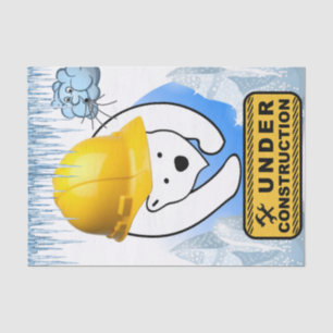 Seda Papel Tejido Oso Polar En Nubes De Construcción