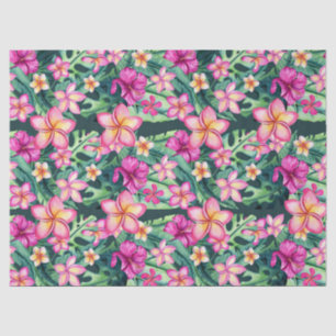Seda Papel Tejido Plumeria Tropical de Hawái