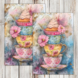 SEDA PAPEL TISSÚ PARA DECOUPAGE DE FIESTA DEL TÉ BOHO