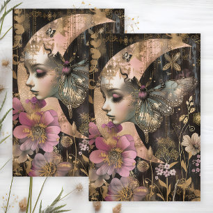 SEDA PAPEL TISSÚ PARA DECOUPAGE DE LUNA Y POLILLA MÍSTI