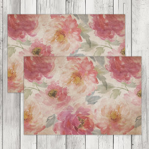 SEDA PAPEL TISSUE DECOUPAGE FLORAL JARDÍN DE ROSAS VINT
