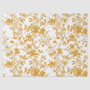 Seda Papel tisú 2 patrón floral de chinoiserie amarillo