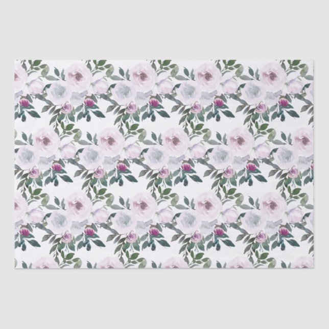 Seda Papel tisú acuarela de florales de primavera román (Anverso)