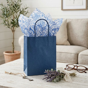 Seda Papel tisú artístico floral de paisley azul con cl