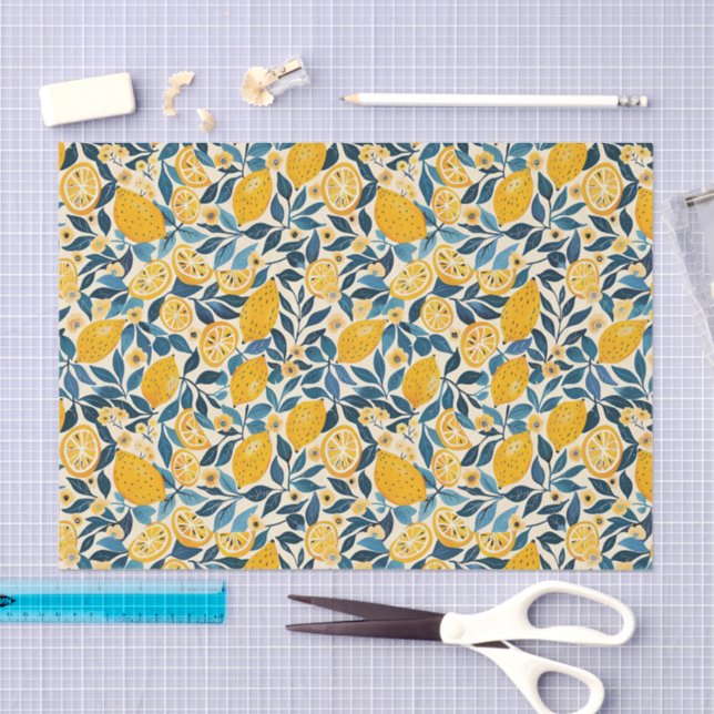 Seda Papel tisú botánico de limón mediterráneo (Artesanía)
