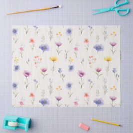 Seda Papel tisú botánico de pradera de flores silvestre