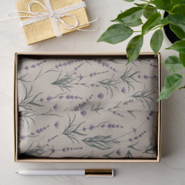 Seda Papel tisú con patrón botánico de lavanda