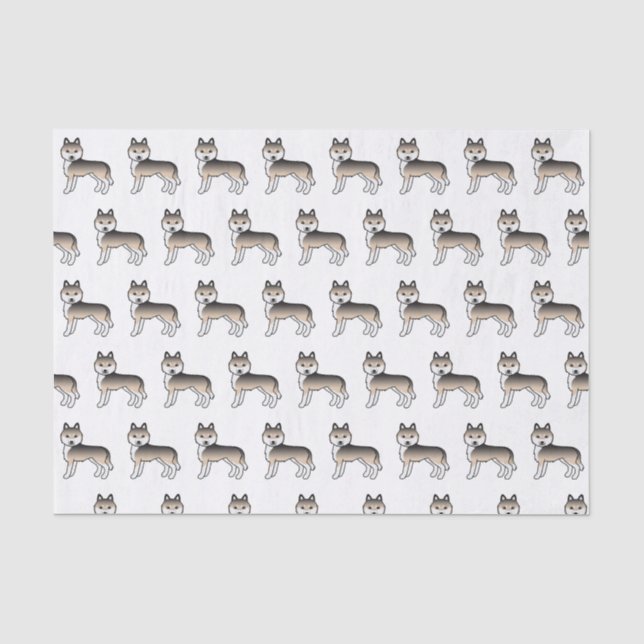 Seda Papel tisú con patrón de perro lindo Husky Siberia (Anverso)