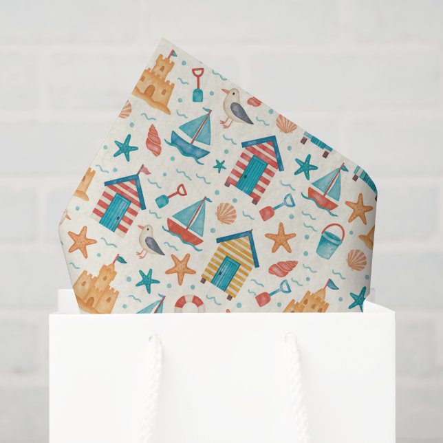 Seda Papel tisú con patrón de playa de verano adorable (Bolsa de regalo)